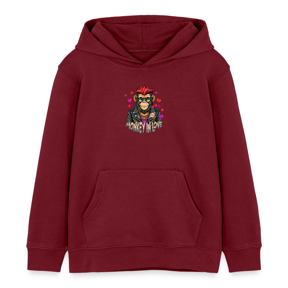 MNJS KIDS Bio-Hoodie mit MONKEY IN LOVE PRINT - Burgunderrot