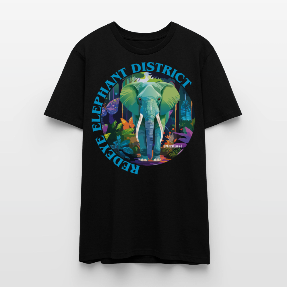 Unisex T-Shirt mit REDEYE ELEPHANT DISTRICT PRINT Vorderseite - Schwarz