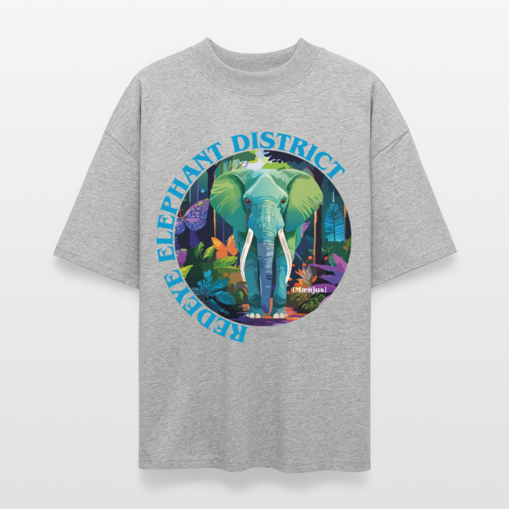 Oversized Unisex T-Shirt mit REDEYE ELEPHANT DISTRICT PRINT Vorderseite - Grau meliert