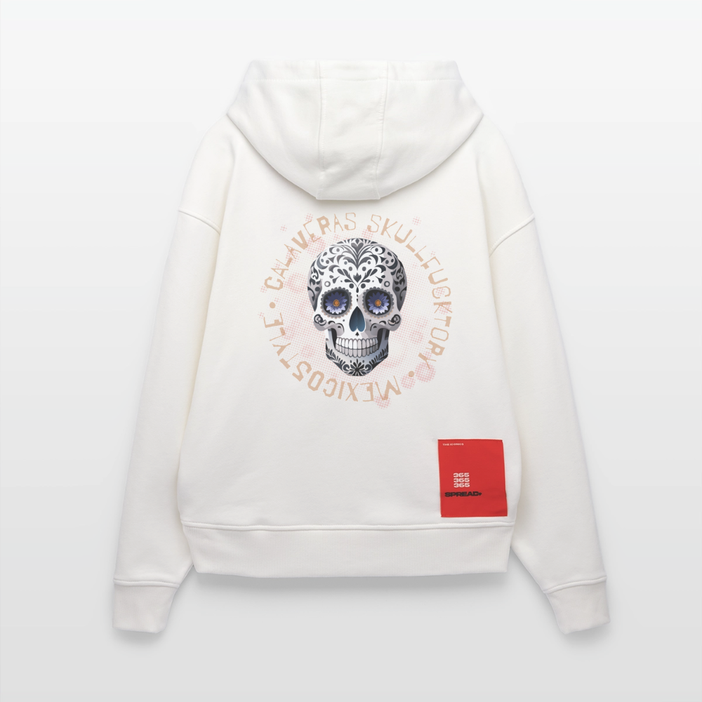 Heavyweight Oversized Organic Hoodie mit CALAVERAS SKULL PRINT - OFF WHITE