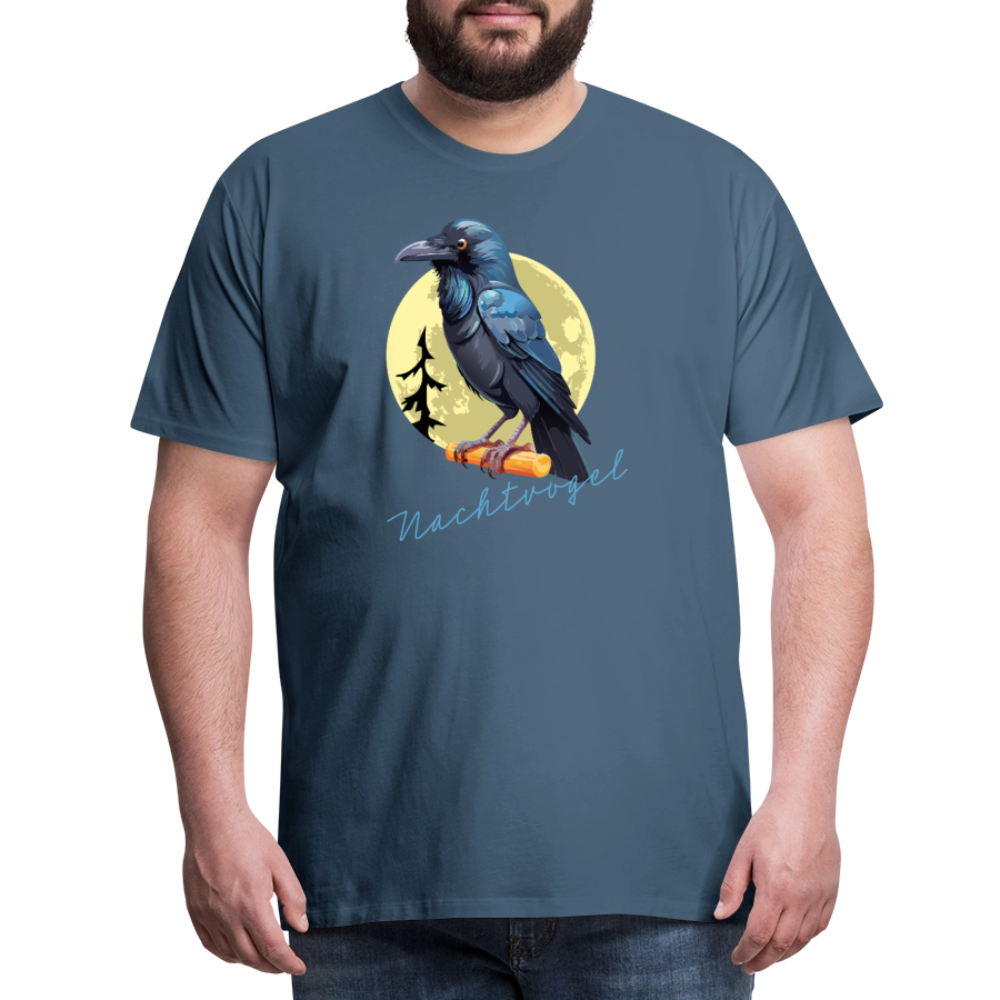 Männer Premium T-Shirt mit NACHTVOGEL PRINT - Blaugrau
