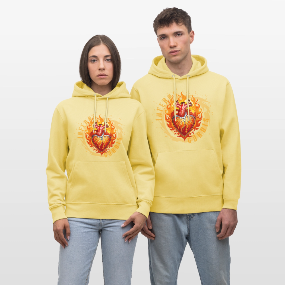 Unisex Bio-Hoodie mit FEUERHERZ PRINT - Gelb Viva