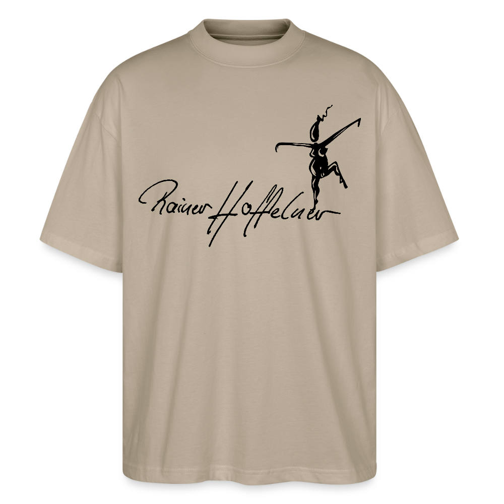 Oversized Unisex T-Shirt mit TUSCHEWEIBCHEN PRINT - Steingrau