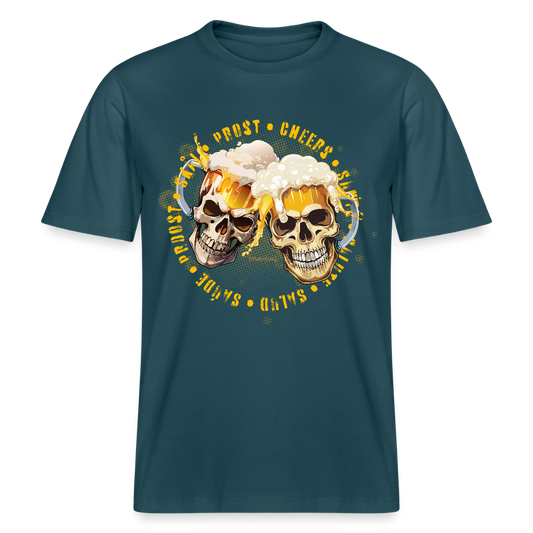 Unisex Bio-T-Shirt mit OKTOBERFEST SKULL BOY PRINT - Dunkles Petrol