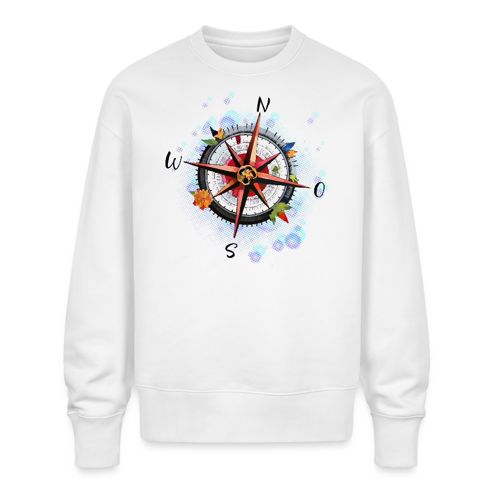Unisex Oversize Pullover mit WINDROSE PRINT - Weiß