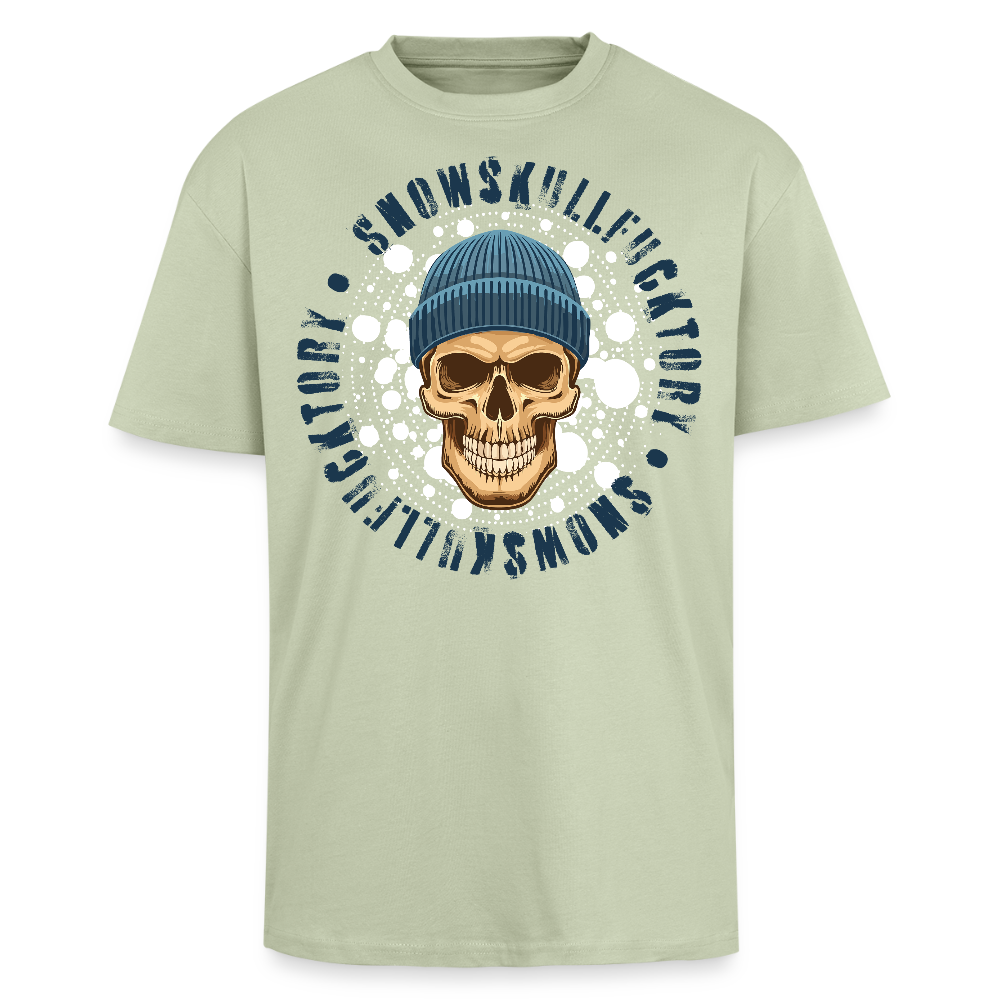 Heavy Oversize T-Shirt mit SNOWSKULL PRINT - Leichtes Salbeigrün