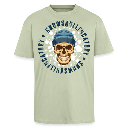 Heavy Oversize T-Shirt mit SNOWSKULL PRINT - Leichtes Salbeigrün