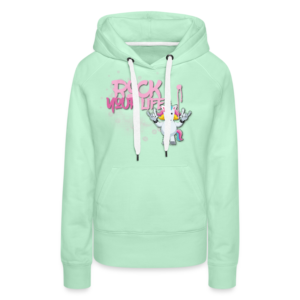 Frauen Premium Hoodie mit ROCK YOUR LIFE PRINT - helles Mintgrün