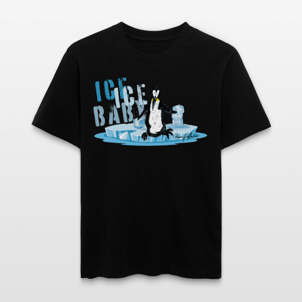 Unisex Bio-T-Shirt mit ICE ICE BABY PINGUIN PRINT - Schwarz