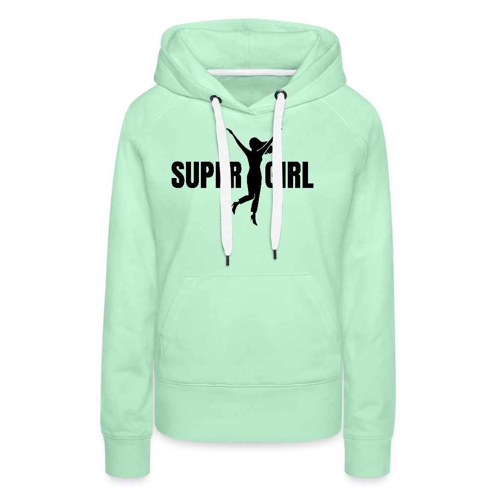 Frauen Premium Hoodie mit SUPERGIRL PRINT - helles Mintgrün