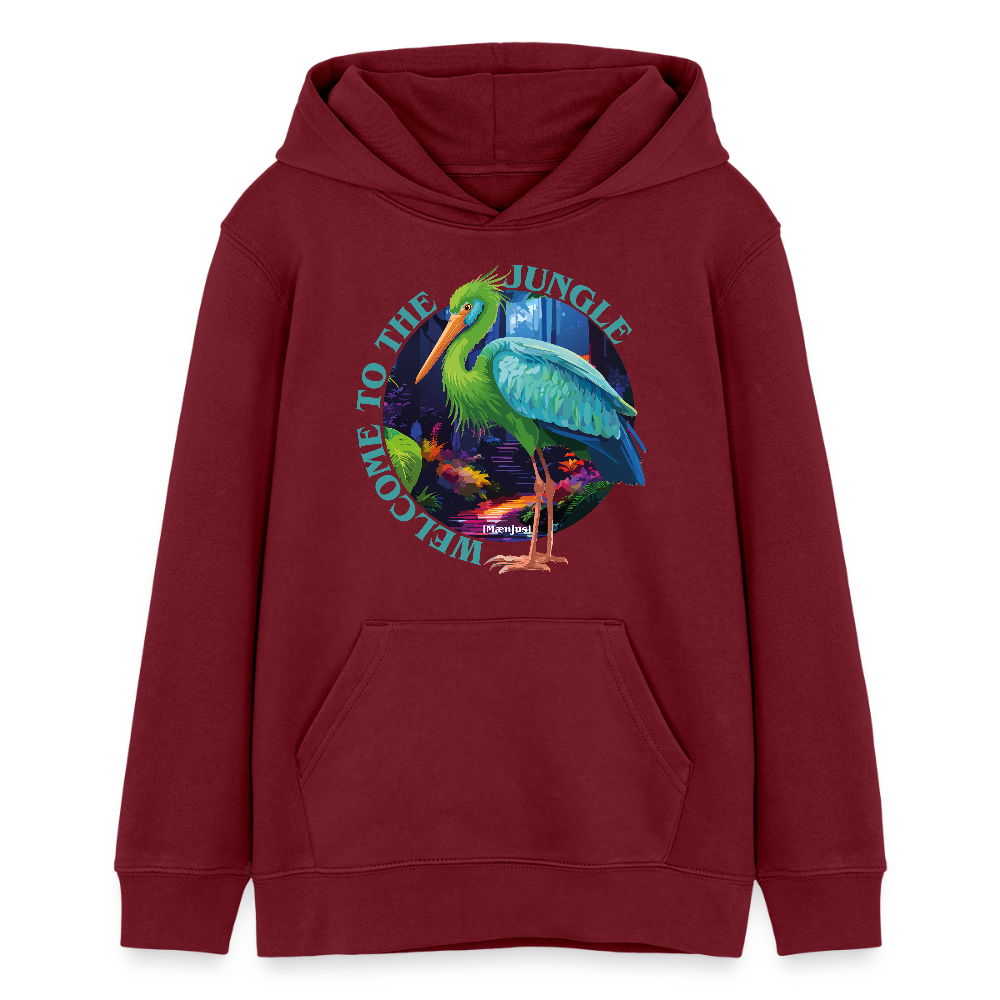 MNJS TEENS Bio-Hoodie mit WELCOME TO THE JUNGLE PRINT - Burgunderrot