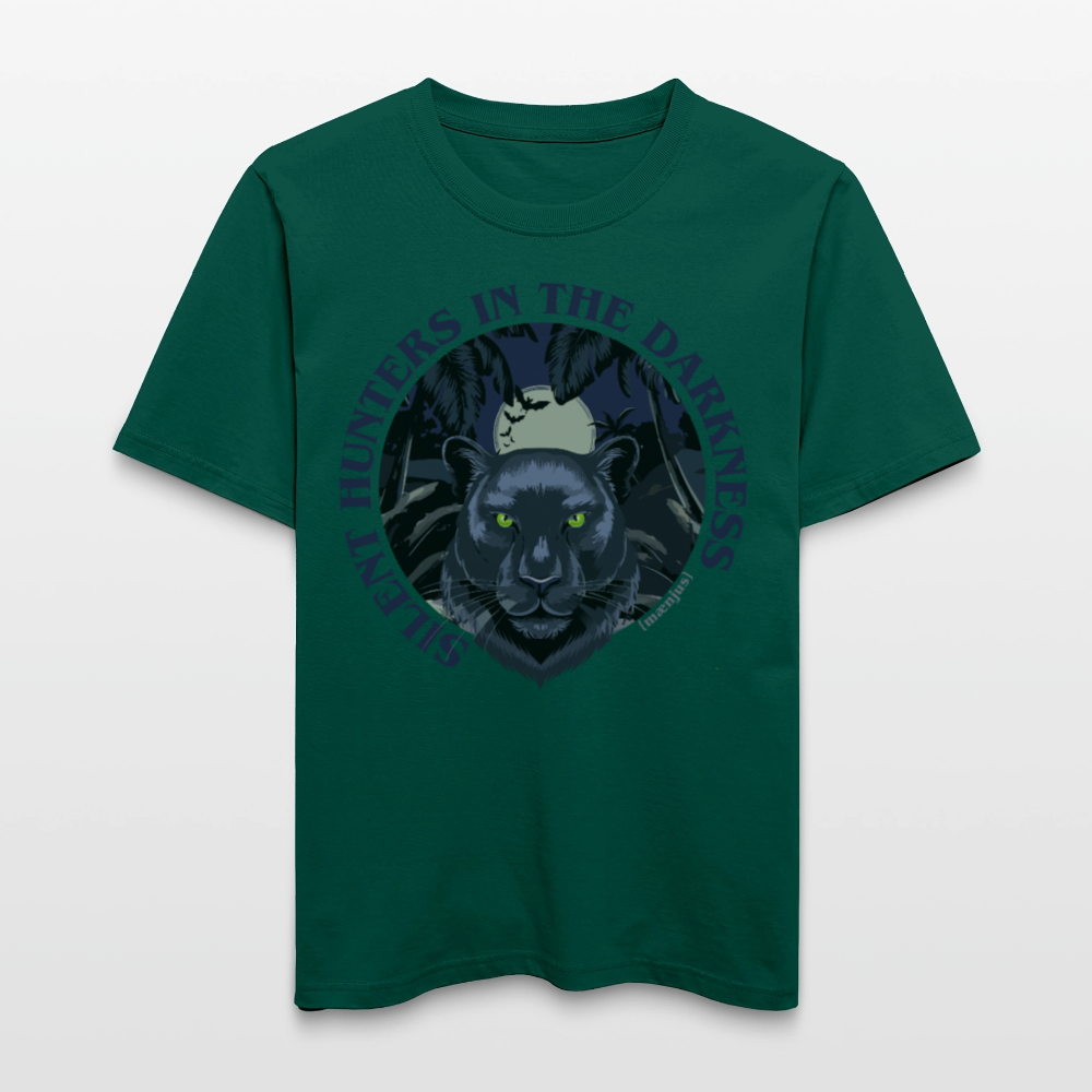 Relaxed Fit Unisex Bio-T-Shirt mit SILENT HUNTERS IN THE DARKNESS PRINT Vorderseite - Forest