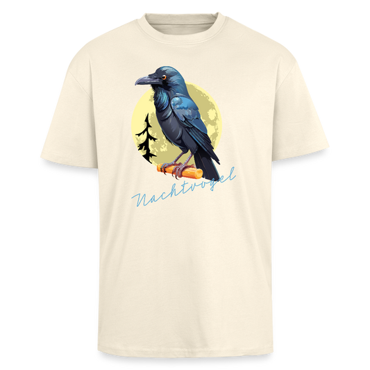 Heavy Oversize T-Shirt mit NACHTVOGEL PRINT - Creme