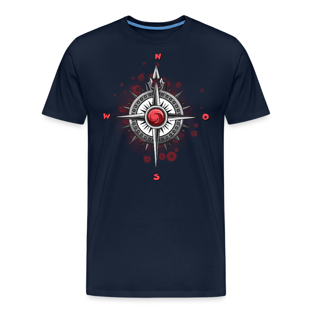 Männer Premium T-Shirt mit WINDROSE PRINT - Navy