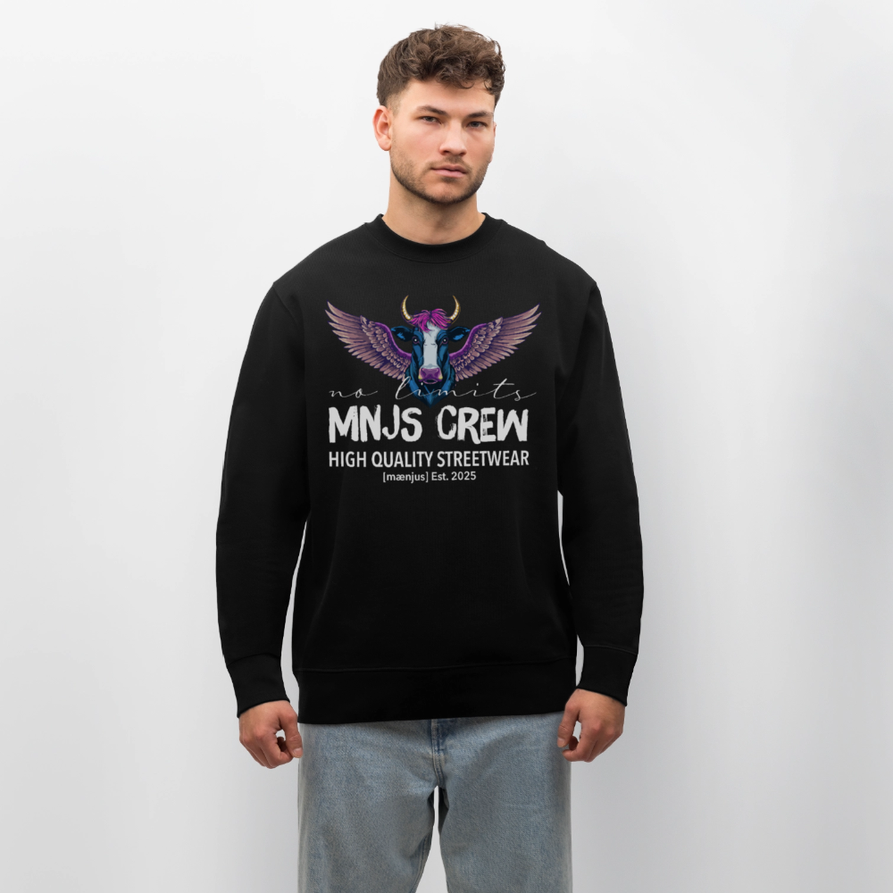Unisex Bio-Sweatshirt mit MNJS CREW no limits PRINT - Schwarz