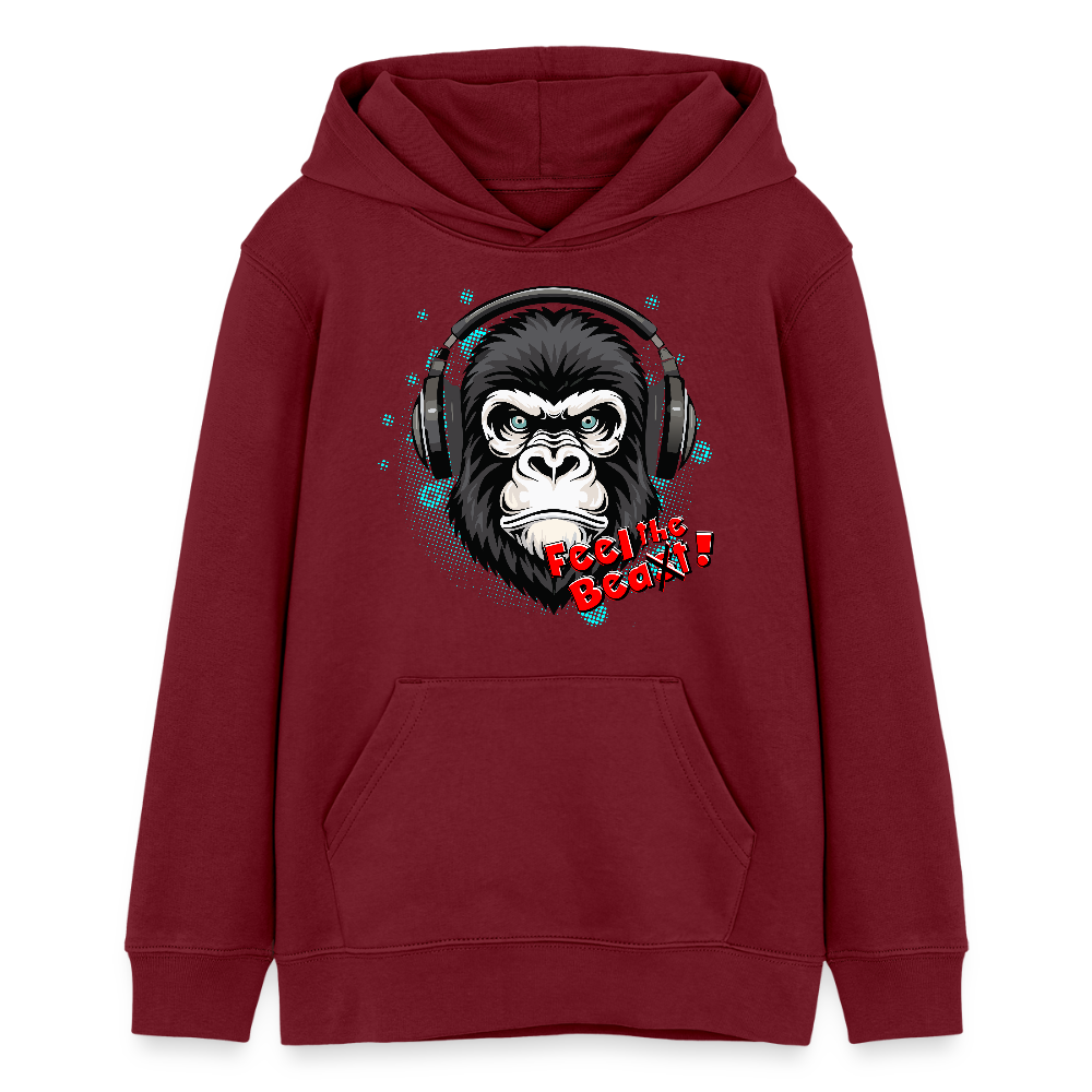 MNJS TEENS Bio-Hoodie mit FEEL THE BEA(S)T PRINT - Burgunderrot