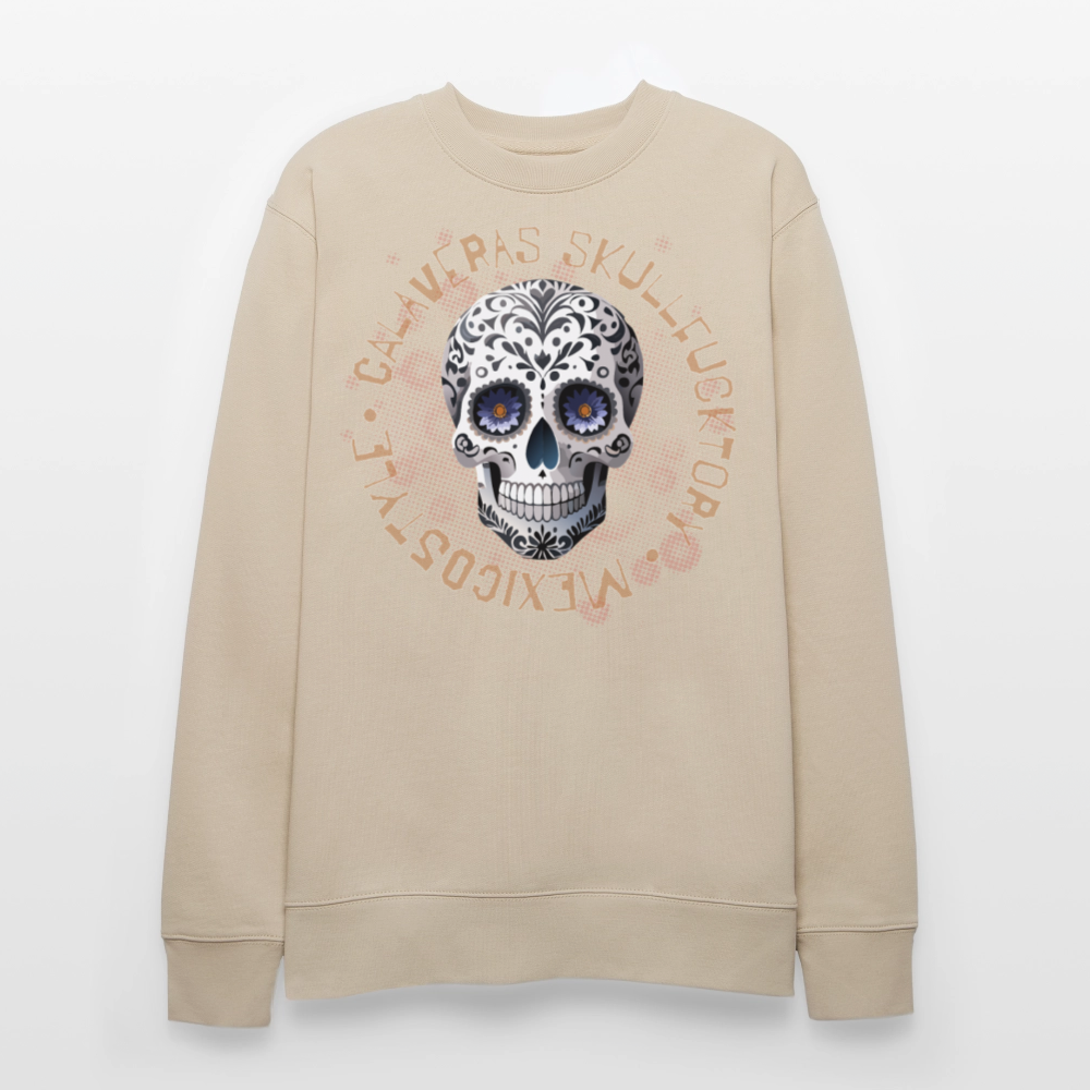 Unisex Bio-Sweatshirt mit CALAVERAS SKULL PRINT - Beige
