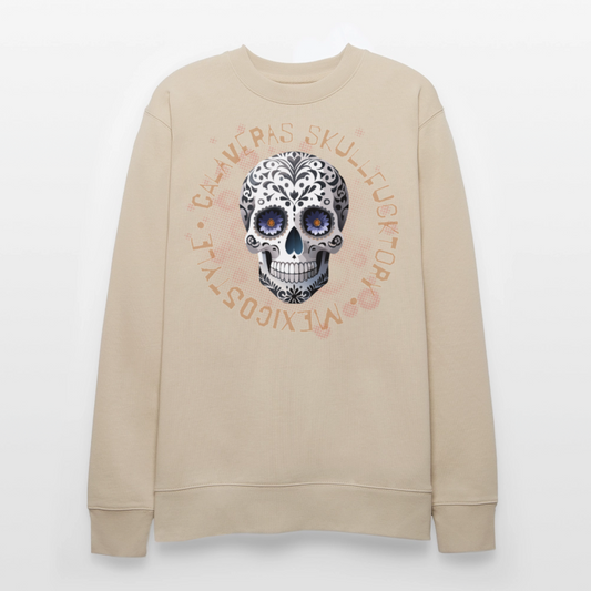 Unisex Bio-Sweatshirt mit CALAVERAS SKULL PRINT - Beige
