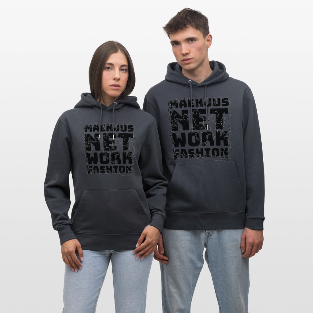 Unisex Bio-Hoodie mit MAENJUS NETWORK FASHION PRINT - Indigoblau