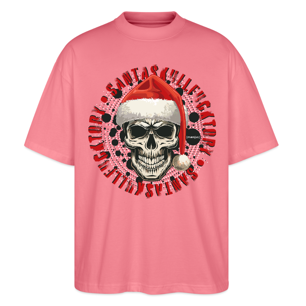Oversized Unisex Bio T-Shirt mit SANTASKULL FUCKTORY PRINT - Pink