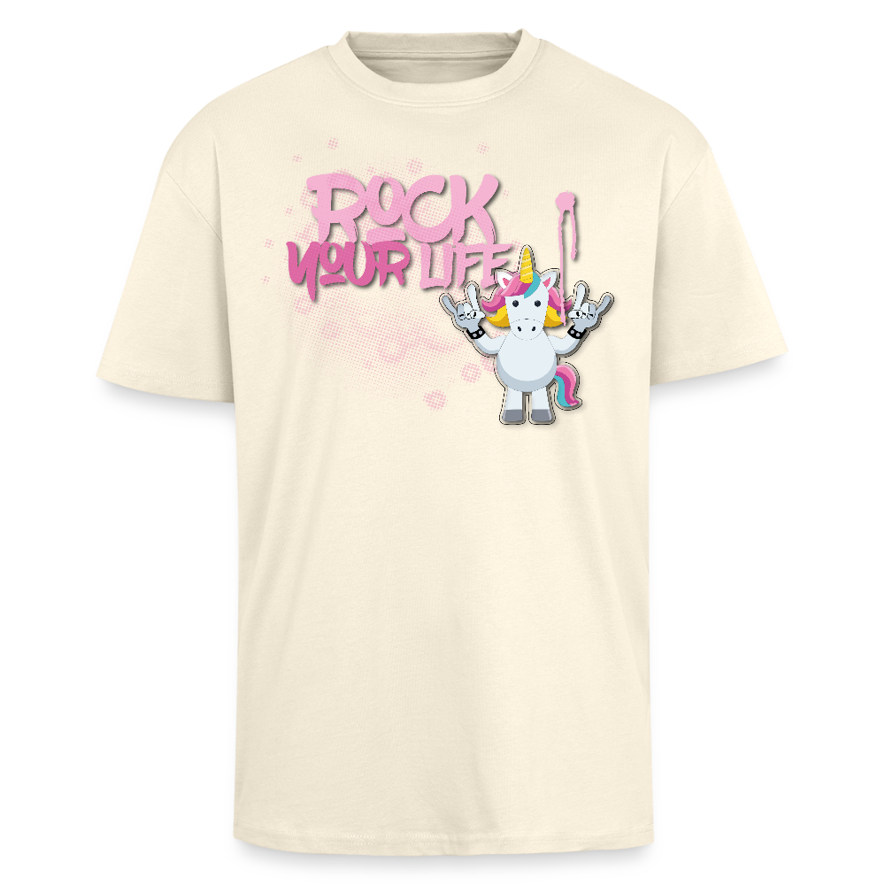 Heavy Oversize T-Shirt mit ROCK YOUR LIFE PRINT - Creme