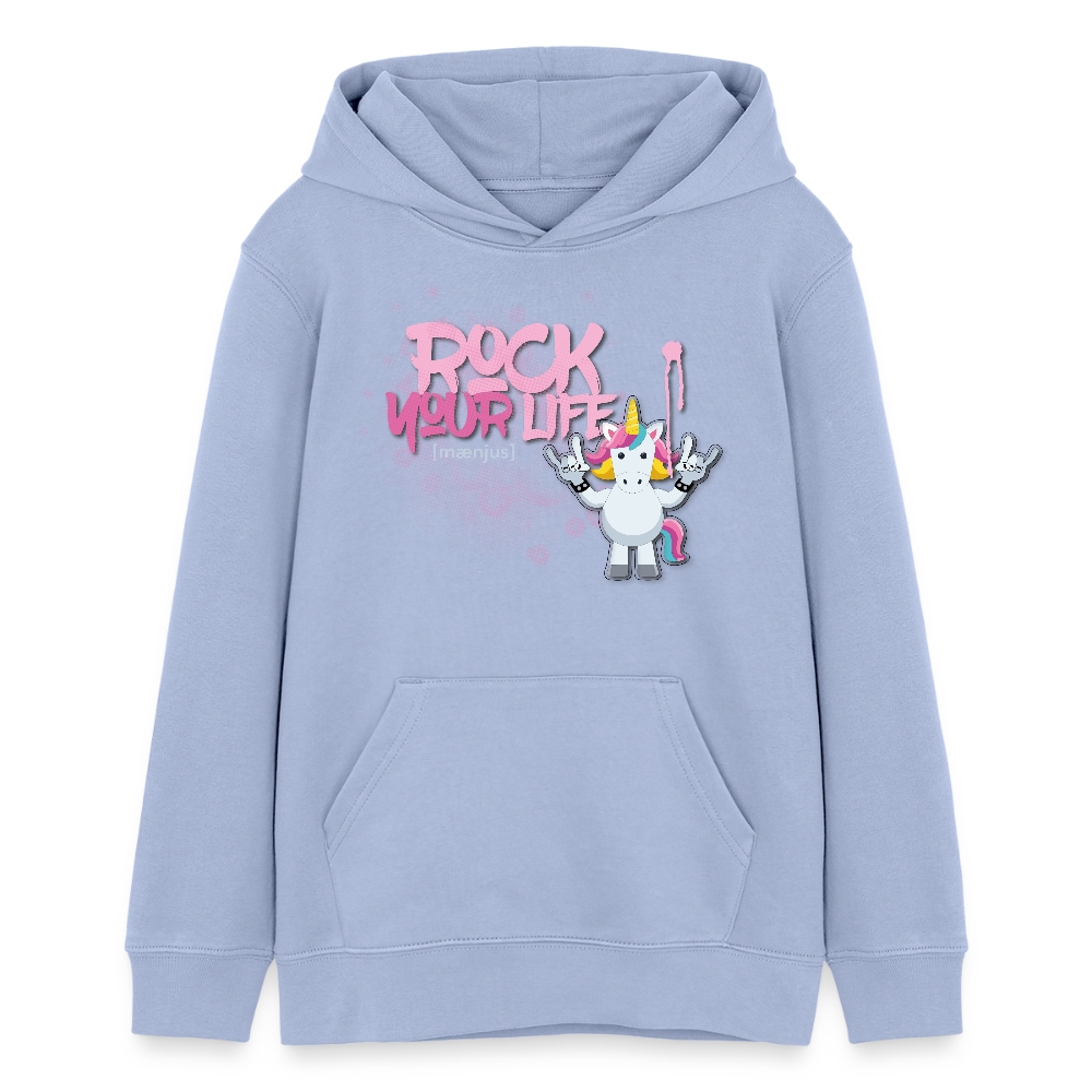 Teens Bio-Hoodie mit ROCK YOUR LIFE PRINT - Sky