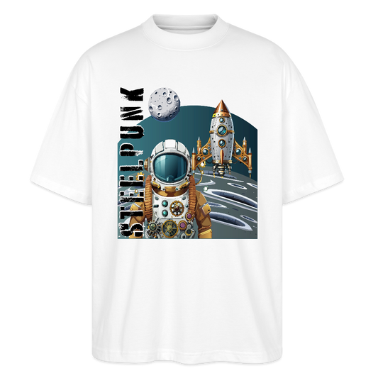 Oversized Unisex T-Shirt mit STEELPUNK PRINT - Weiß