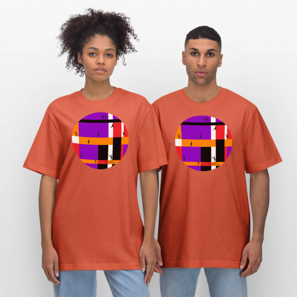 Relaxed Fit Unisex Bio-T-Shirt mit DYNAMIC FIELDS PRINT - Hellrot