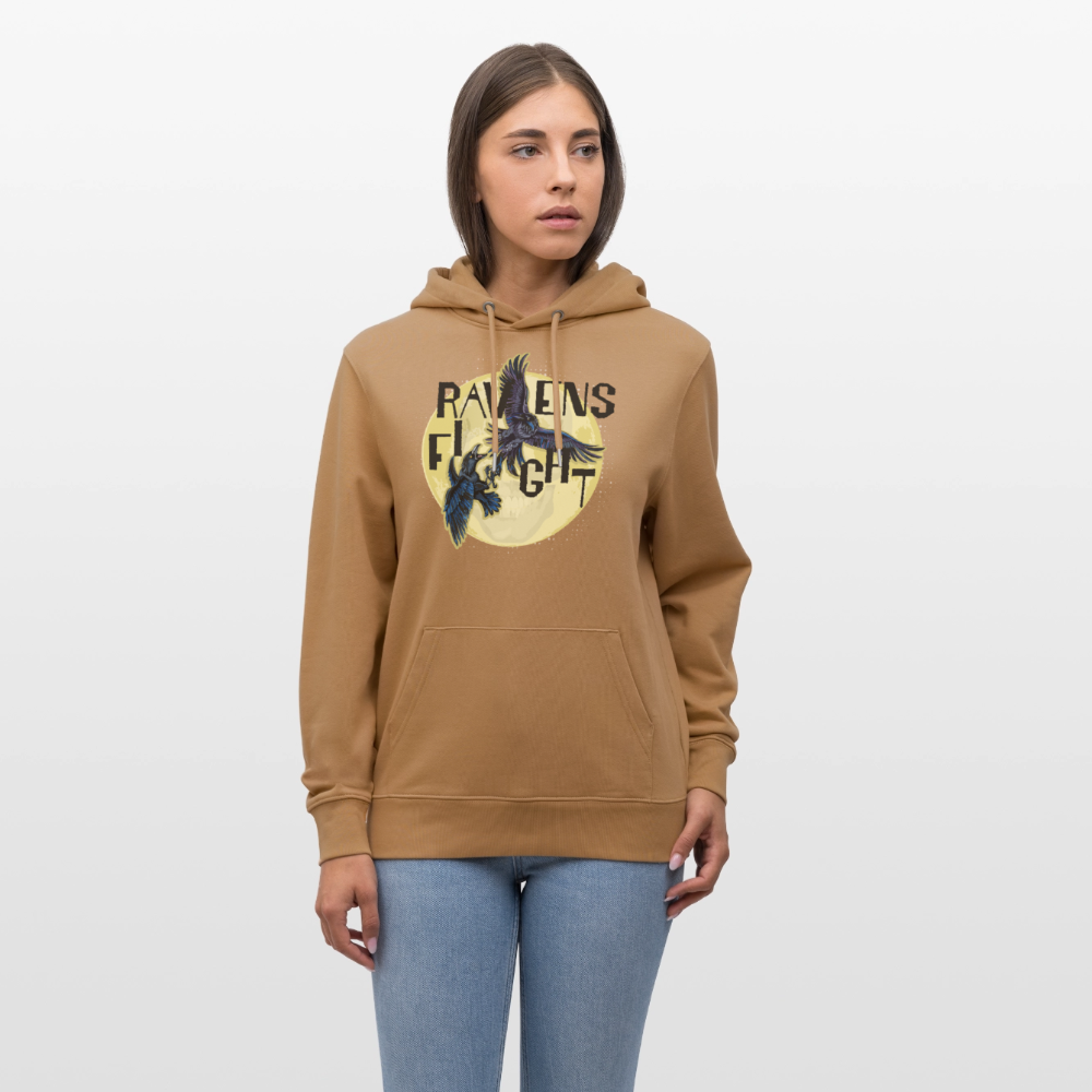 Unisex Hoodie mit RAVENS FIGHT PRINT - Karamell