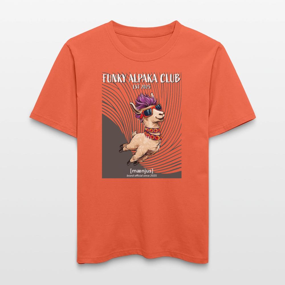 Unisex Bio-T-Shirt mit FUNKY ALPAKA CLUB PRINT Vorderseite - Hellrot