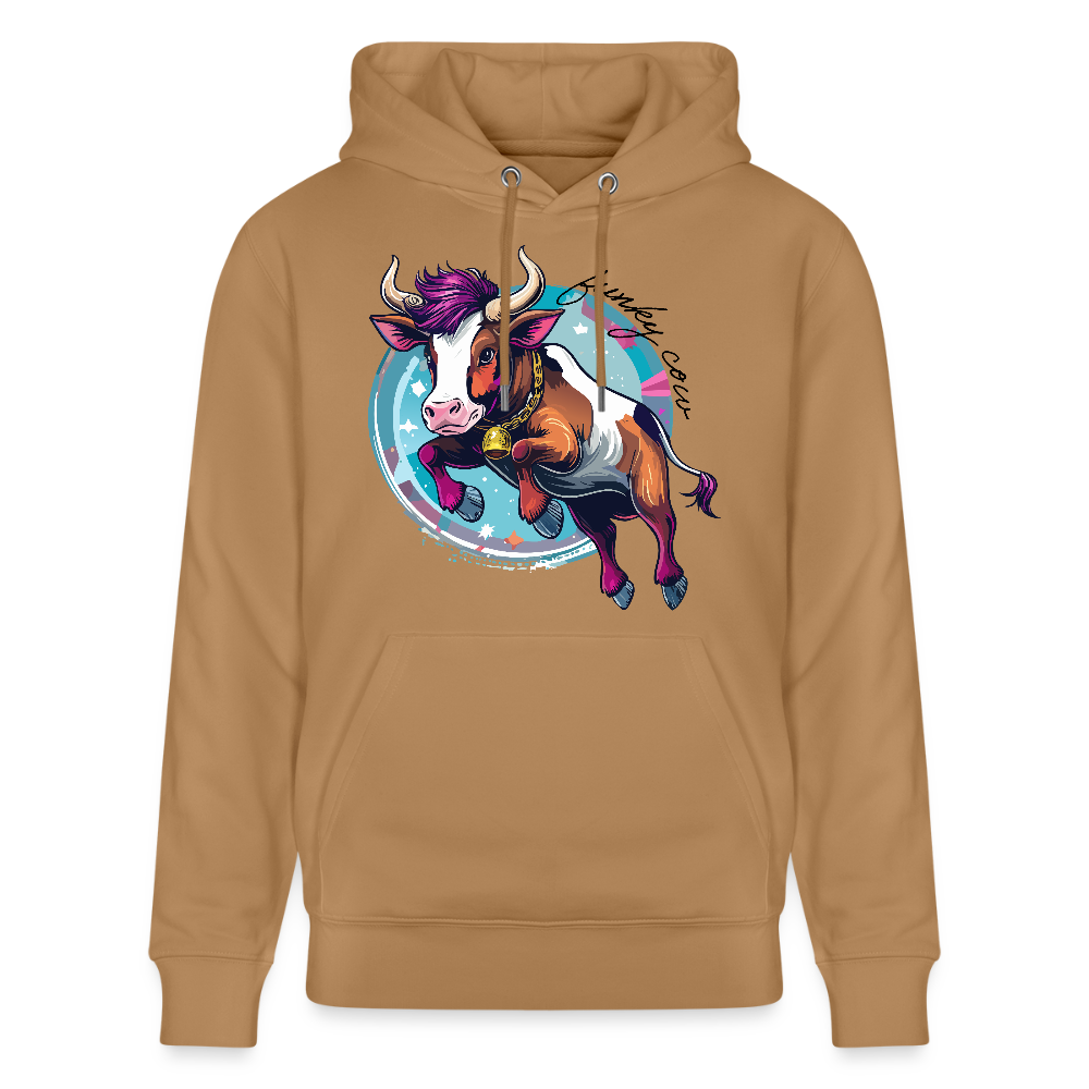 Unisex Hoodie mit FUNKY COW PRINT - Karamell