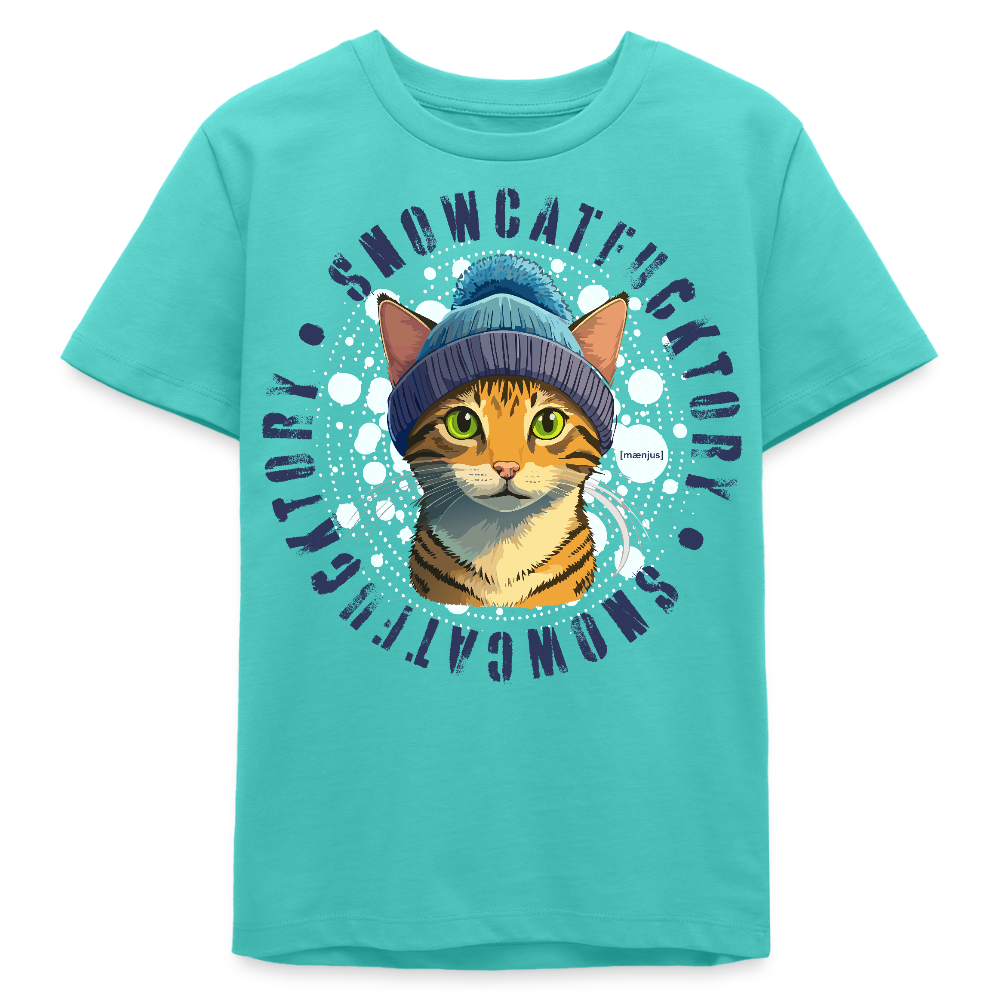 MNJS TEENS Bio T-Shirt mit SNOWCATFUCKTORY PRINT - Poolblau