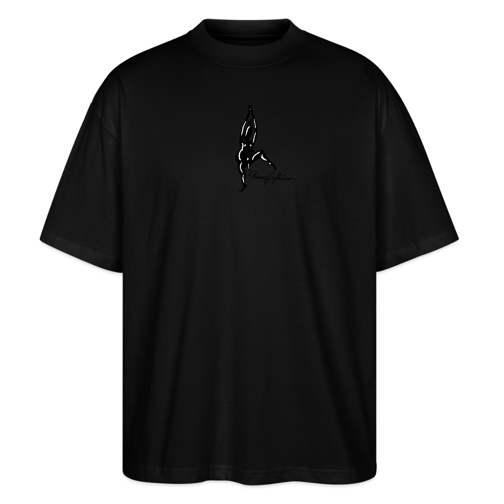 Oversized Unisex Bio T-Shirt mit TUSCHEMÄNNCHEN PRINT - Schwarz