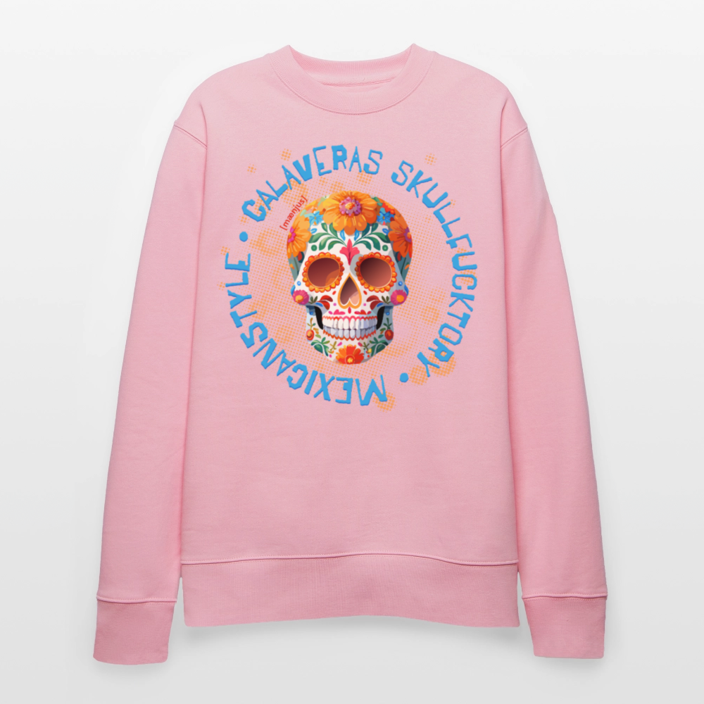 Unisex Bio-Sweatshirt mit CALAVERAS SKULL PRINT - Hellrosa