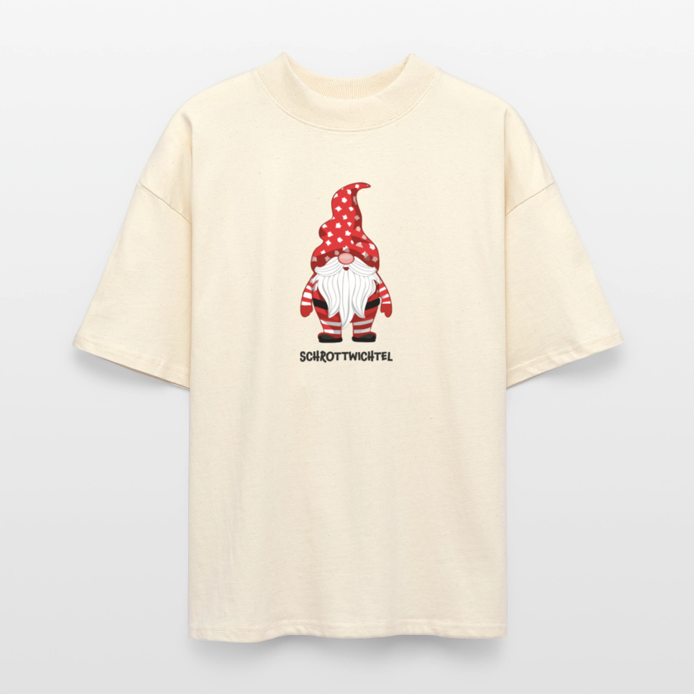 Oversized Unisex Bio T-Shirt mit SCHROTTWICHTEL PRINT - Weißgrau