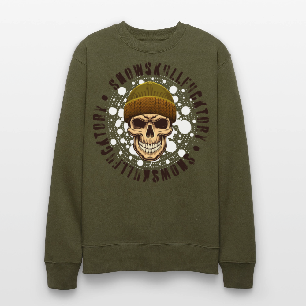 Unisex Bio-Sweatshirt mit SNOWSKULL PRINT - Khaki