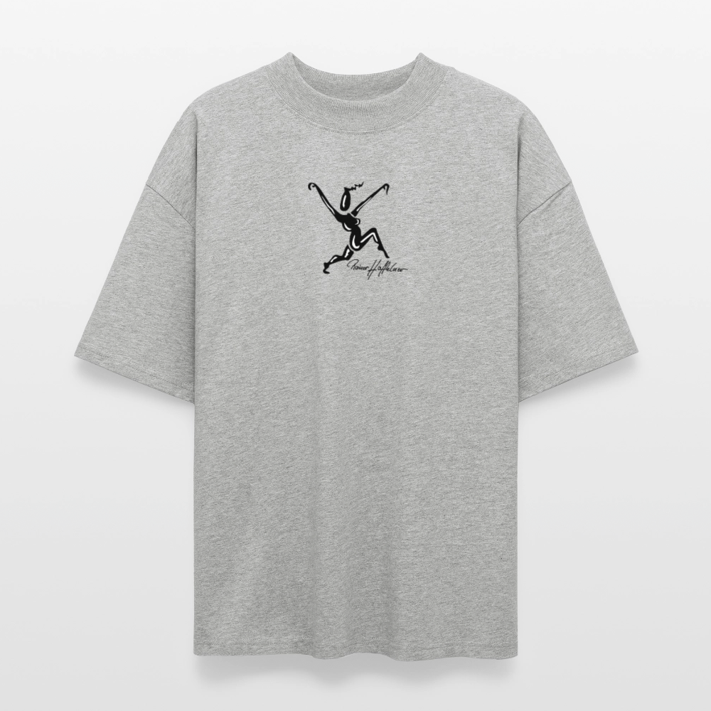 Oversized Unisex Bio T-Shirt mit TUSCHEWEIBCHEN PRINT - Grau meliert