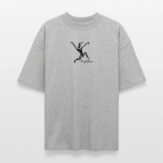 Oversized Unisex Bio T-Shirt mit TUSCHEWEIBCHEN PRINT - Grau meliert