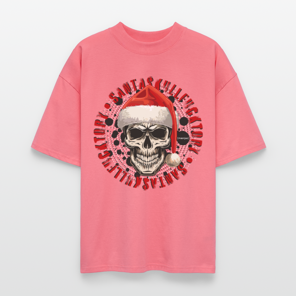 Oversized Unisex Bio T-Shirt mit SANTASKULL FUCKTORY PRINT - Pink