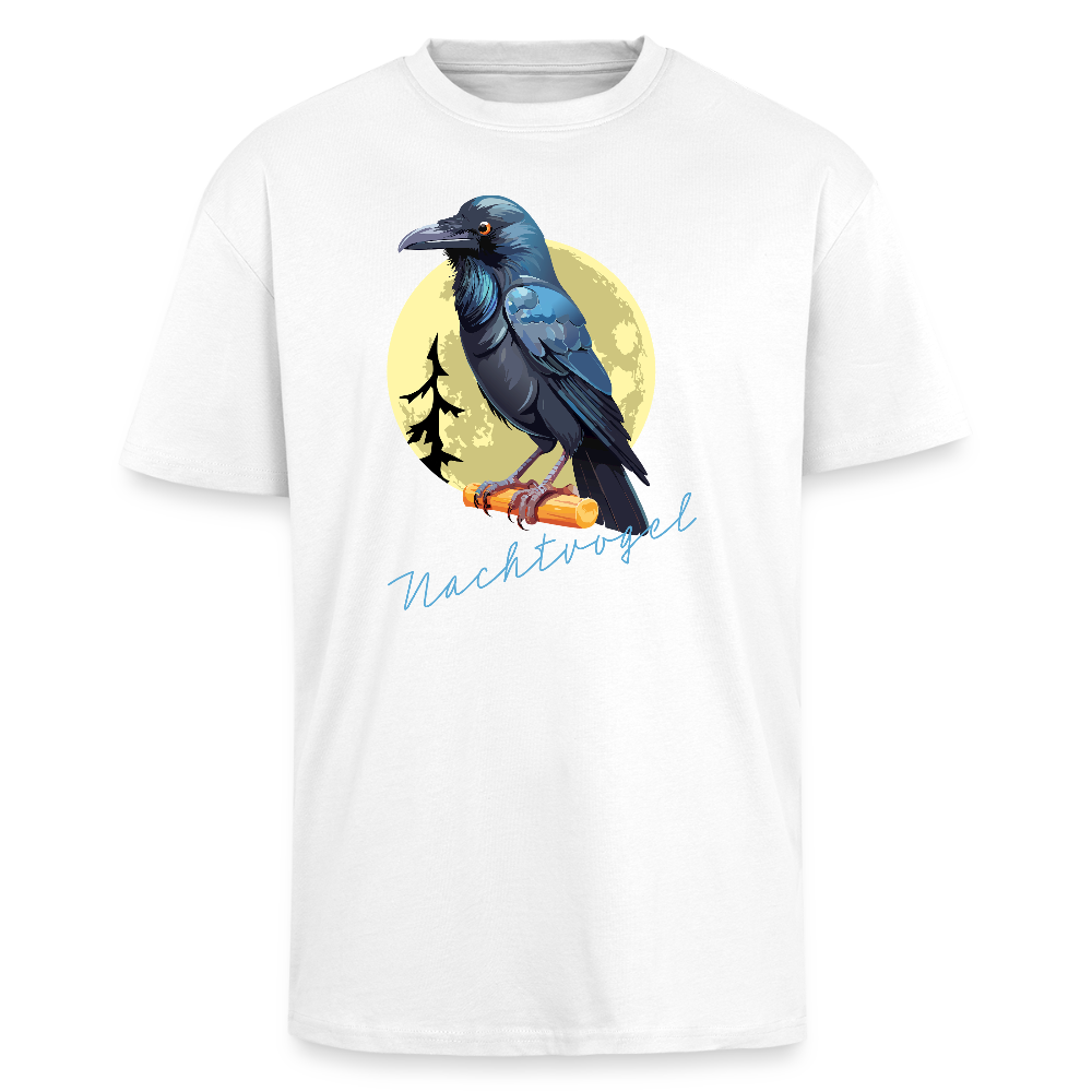 Heavy Oversize T-Shirt mit NACHTVOGEL PRINT - Weiß