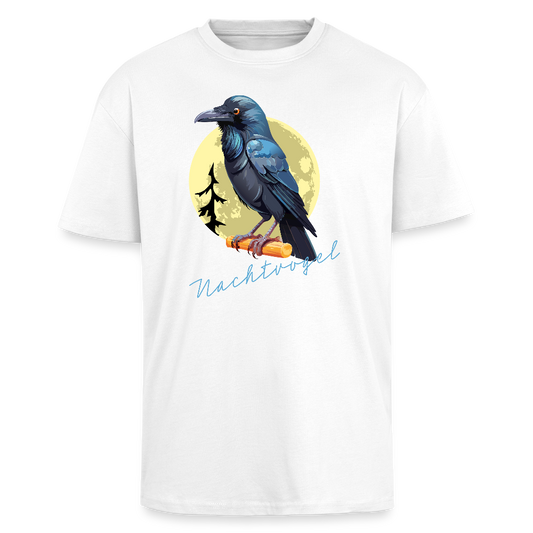 Heavy Oversize T-Shirt mit NACHTVOGEL PRINT - Weiß
