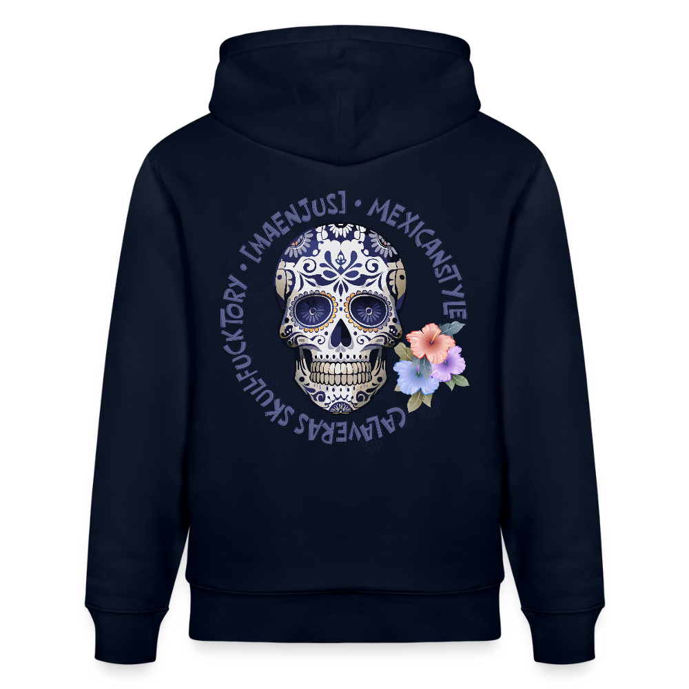 Unisex Hoodie mit MAENJUS MEXICANSTYLE PRINT Vorder- und Rückseite - Navy