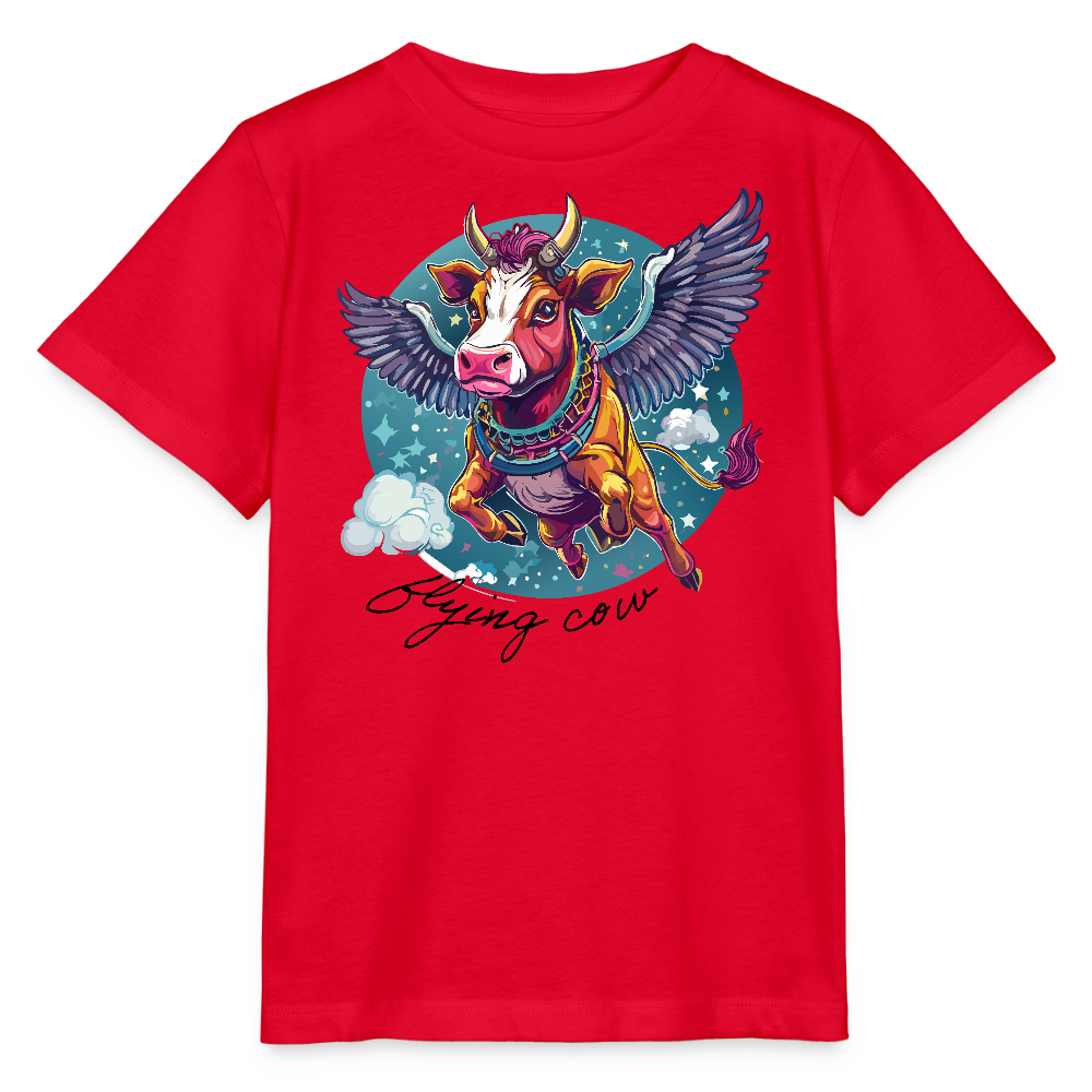 MNJS KIDS Bio T-Shirt mit FLYING COW PRINT - Rot