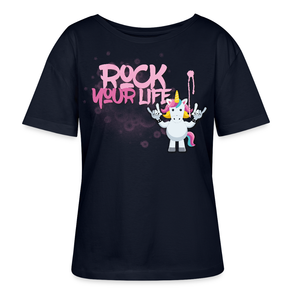 Frauen T-Shirt mit ROCK YOUR LIFE PRINT - Navy