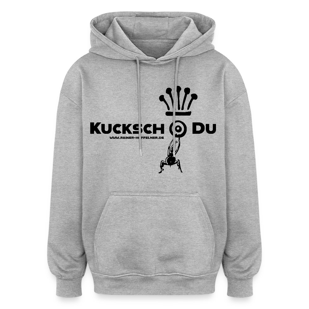 Oversized Unisex Hoodie mit KUCKSCH DU PRINT - Grau meliert
