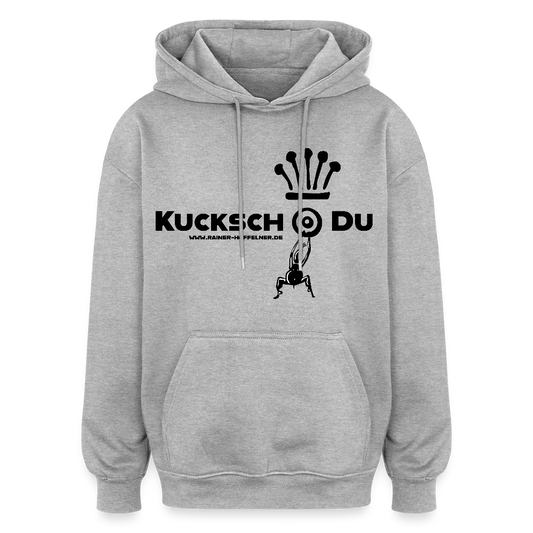Oversized Unisex Hoodie mit KUCKSCH DU PRINT - Grau meliert