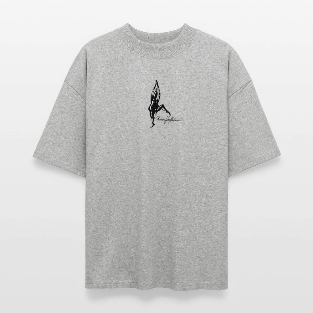 Oversized Unisex Bio T-Shirt mit TUSCHEMÄNNCHEN PRINT - Grau meliert