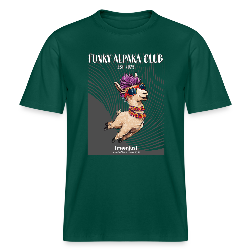 Unisex Bio-T-Shirt mit FUNKY ALPAKA CLUB PRINT Vorderseite - Forest