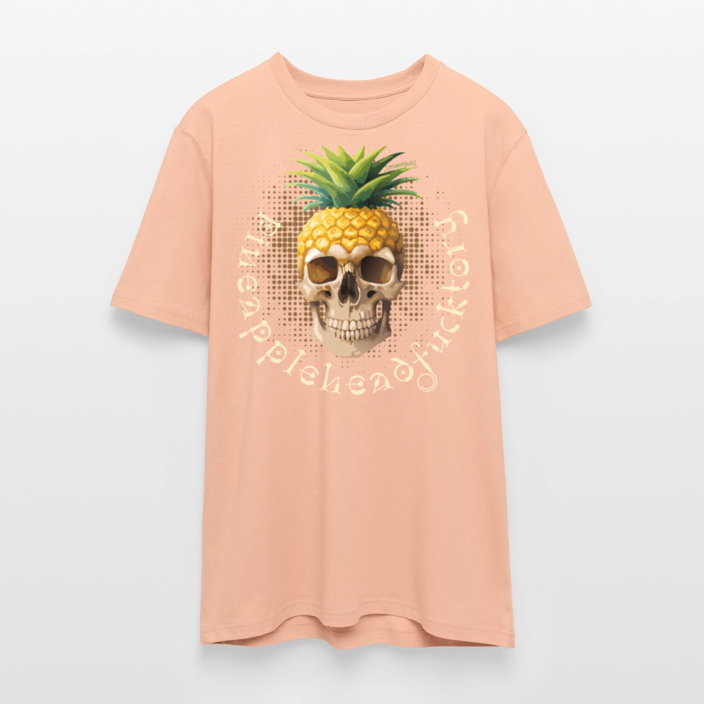 Unisex Bio-T-Shirt mit PINEAPPLE SKULL PRINT Vorderseite - Pfirsich