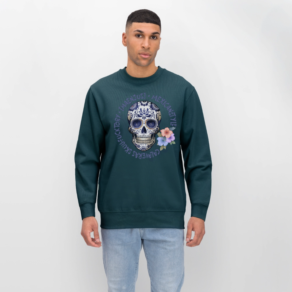 Unisex Bio-Sweatshirt mit MAENJUS MEXICANSTYLE PRINT - Dunkles Petrol